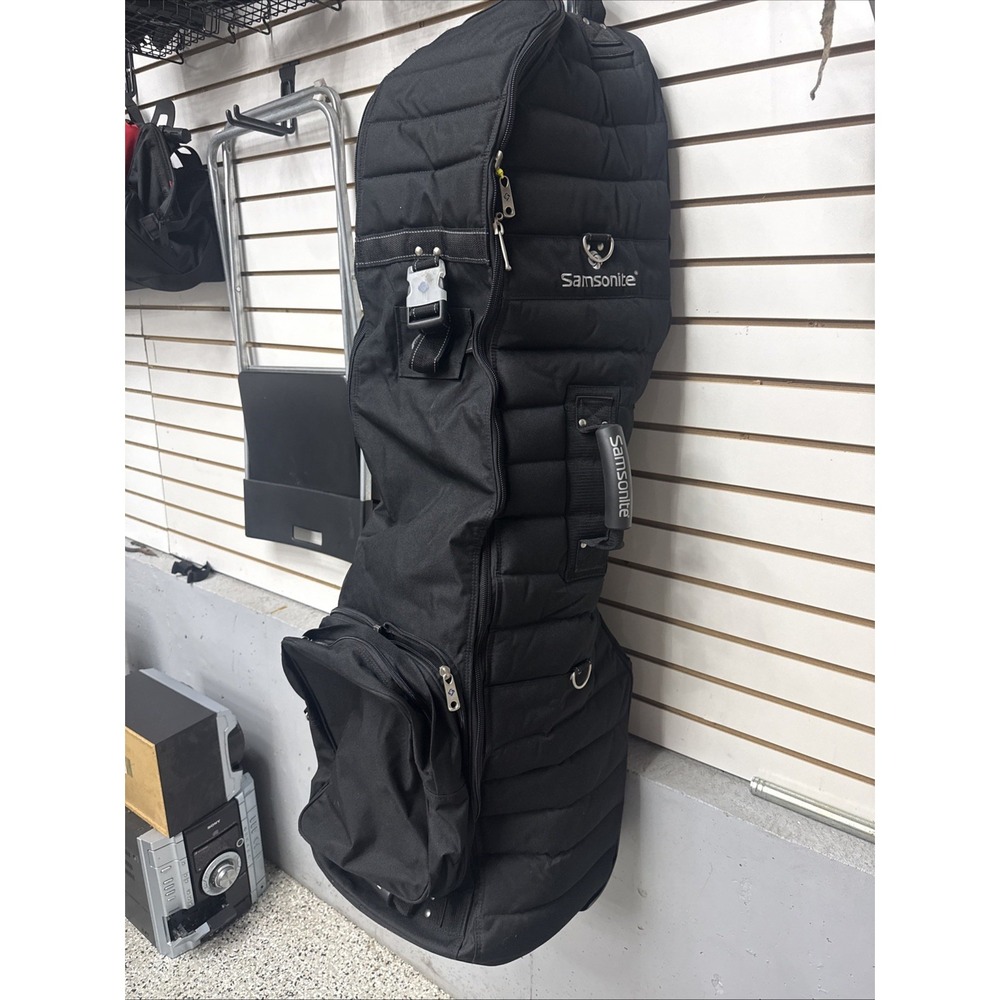Samsonite Golf Premium Quilted Heavy Padded Rolling Golf Bag Travel Black NICE!
